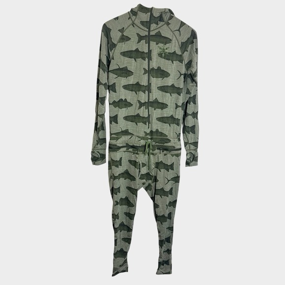 Other - AIRBLASTER CLASSIC NINJA SUIT Olive Fish S Ski Base layer Camping Merino Wool